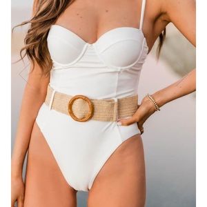 Sorrento Underwire White Belted One Piece Swimsuit